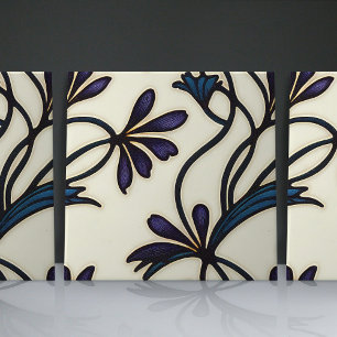 Azulejo Patrones orgánicos de crocus violeta índigo sin co