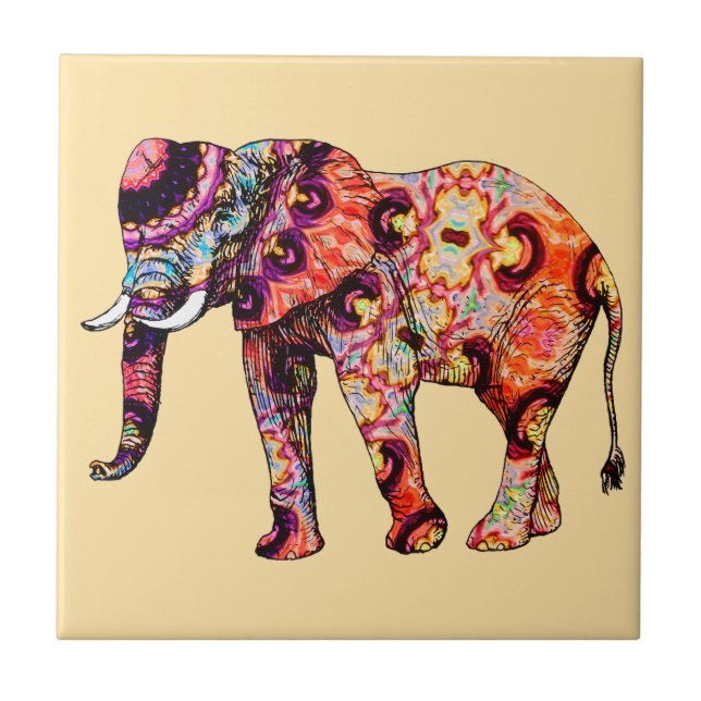 Azulejo Patrones tradicionales chinos de animales elefante (Frente)