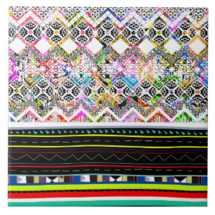 Azulejo Patrones tribales aztecas coloridos y lindos