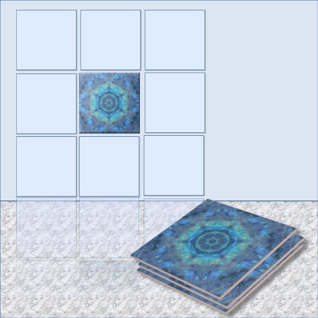 Azulejo Paua, azul circular de patrón (single focal tile preview)