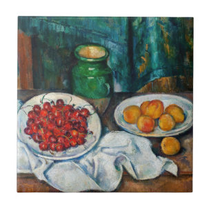 Azulejo Paul Cezanne - Bodegón con cerezas y melocotones