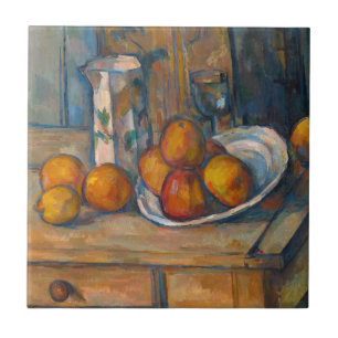 Azulejo Paul Cezanne - Bodegón con jarra de leche y frutas