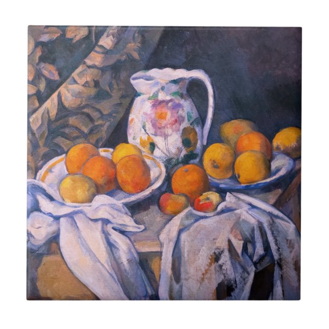 Azulejo Paul Cezanne - Bodegón con una cortina (Frente)