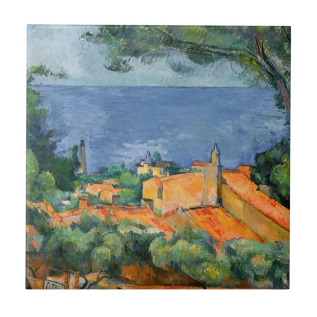 Azulejo Paul Cezanne - L'Estaque con techos rojos (Frente)