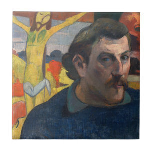 Azulejo Paul Gauguin - Autoretrato con Cristo Amarillo