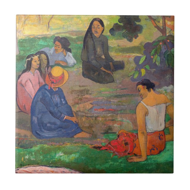 Azulejo Paul Gauguin - La conversación / Les Parau Parau (Frente)