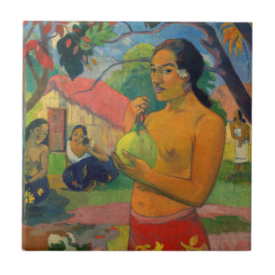Azulejo Paul Gauguin - Mujer sosteniendo un fruto