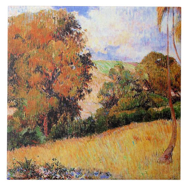 Azulejo Paul Gauguin's painting, Meadow in Martinique, (Frente)