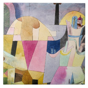 Azulejo Paul Klee, Columnas negras en un paisaje,