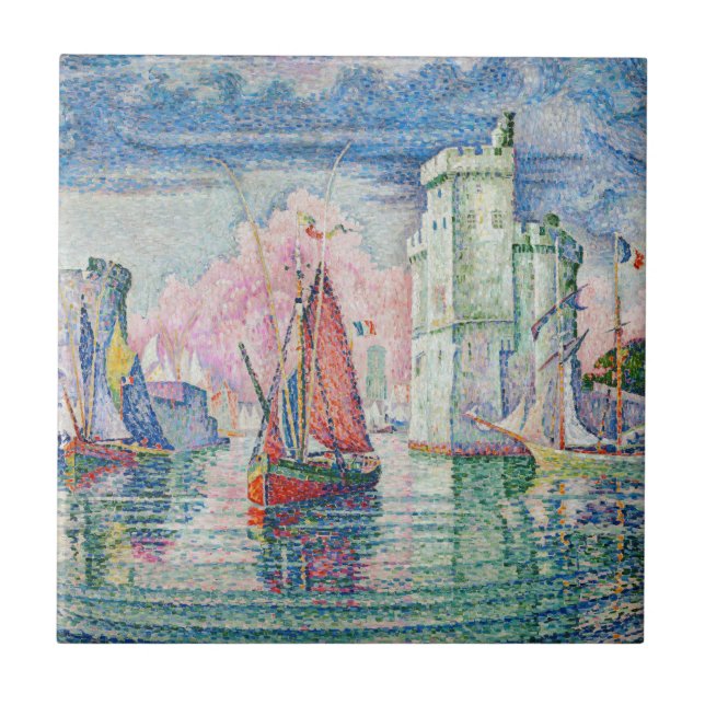 Azulejo Paul Signac - Entrada al puerto de La Rochelle (Frente)