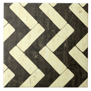 Azulejo Pavimentadoras blancas y negras del zigzag del