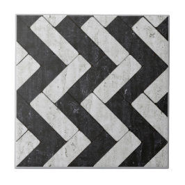Azulejo Pavimentadoras blancas y negras del zigzag del