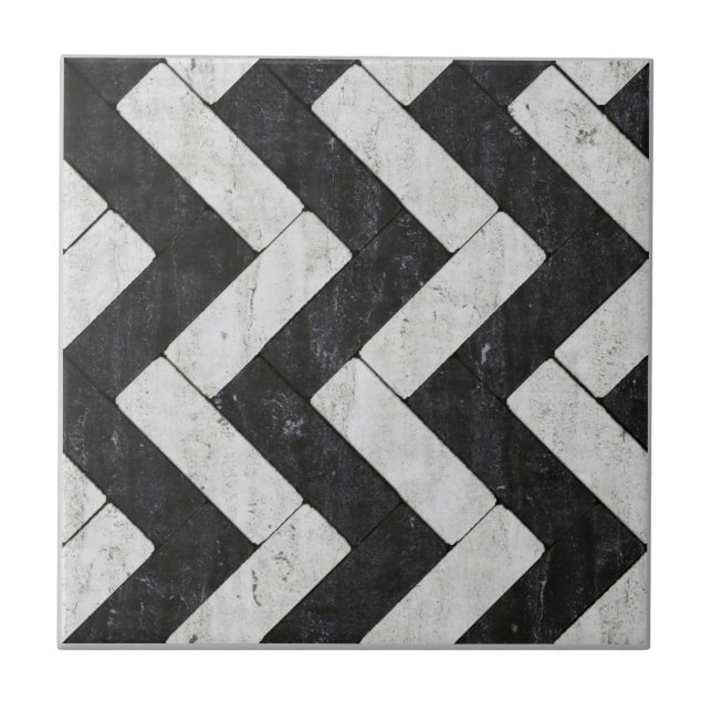 Azulejo Pavimentadoras blancas y negras del zigzag del (Frente)