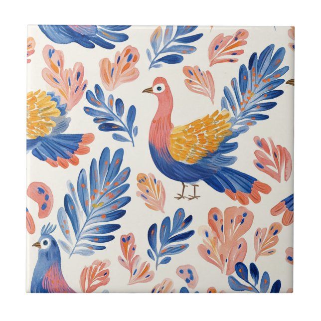Azulejo Pavo al Acuarela Caprichoso – Acción de Gracias de (Frente)