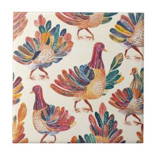 Azulejo Pavo al Acuarela Caprichoso – Día de Acción de Gra