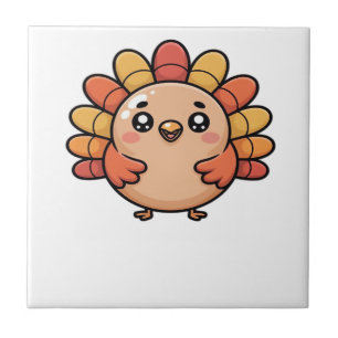 Azulejo pavo de acción de gracias kawaii camiseta clásica