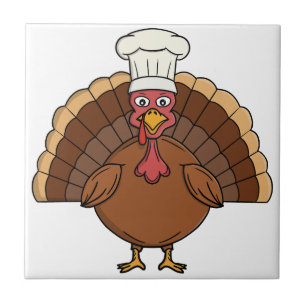 Azulejo Pavo de dibujos animados del chef Día de Acción de