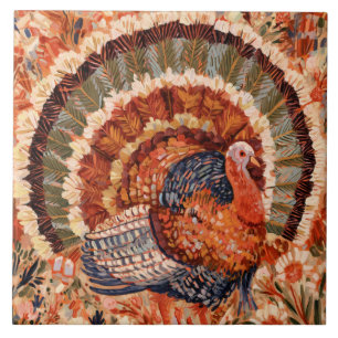 Azulejo Pavo de Otoño Impresionista Rústico