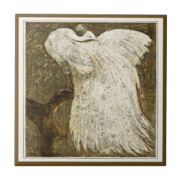 Azulejo Pavo real blanco sobre arte victoriano holandés