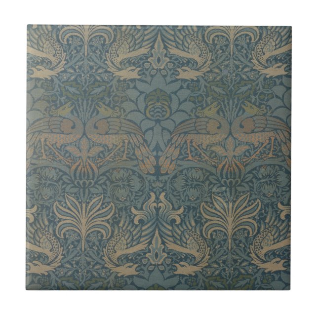 Azulejo Pavo y Dragón por William Morris (Frente)