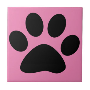 Azulejo Paw Impresión de gran patrón negro de color rosado