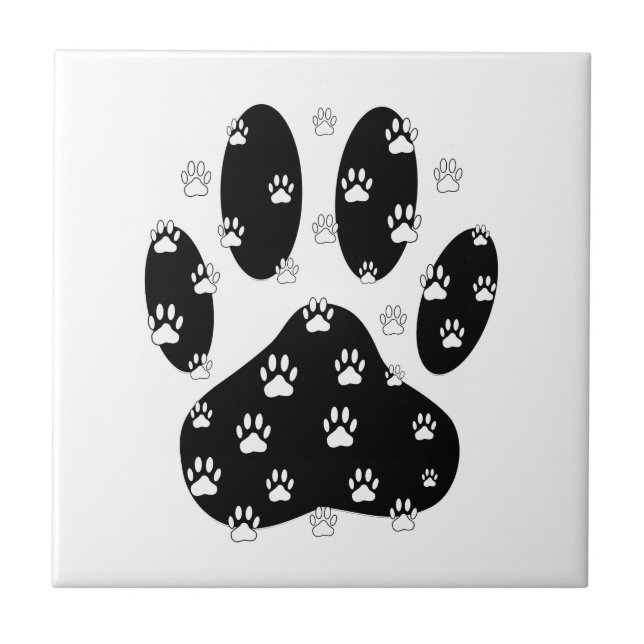 Azulejo Paws Blancos Sobre La Papelera Negra (Frente)