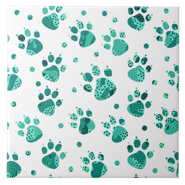 Azulejo Paws turquesa con manchas (Frente)