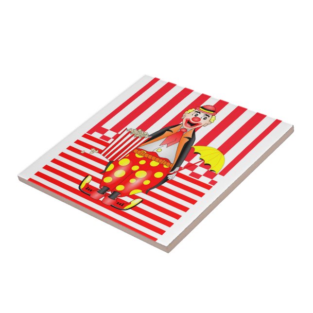 Azulejo Payaso rojo de mosaico cerámico (Lado)