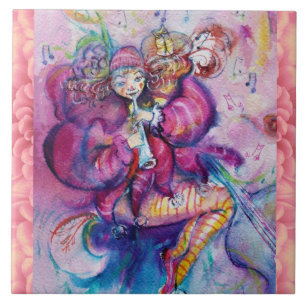 AZULEJO PAYASO ROSA MUSICAL CON PITO REAL