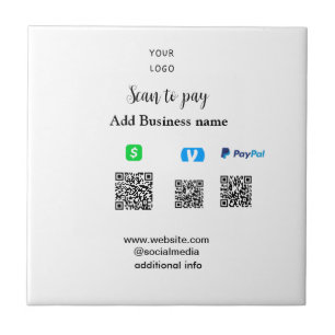 Azulejo Paypal Cashapp venmo escanear para pagar QR agrega