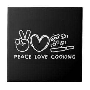 Azulejo Paz, Amor Cocina Retro Amante De La Cocina Chef Co