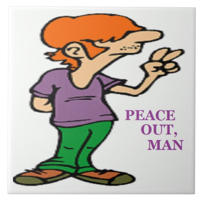 AZULEJO "PAZ FUERA", HIPPIE (Frente)