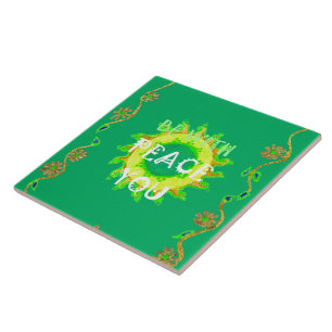 Azulejo Paz sea contigo: Verde Inspirador y Amarillo