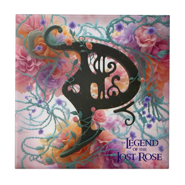 Azulejo Pazzaria "P" Mosaico Monograma Floral (Frente)