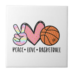 Azulejo Peace Love Basketball Heart for Women Adolescentes