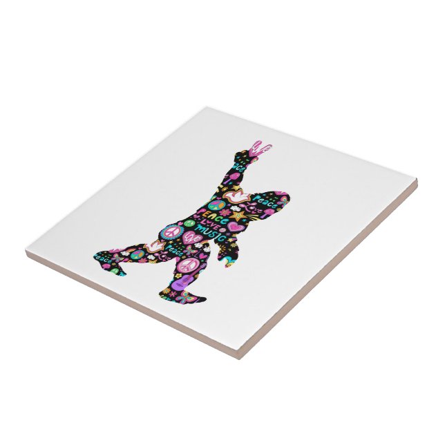 Azulejo Peace Love Bigfoot Hippie Funny Bigfoot Lover (Lado)