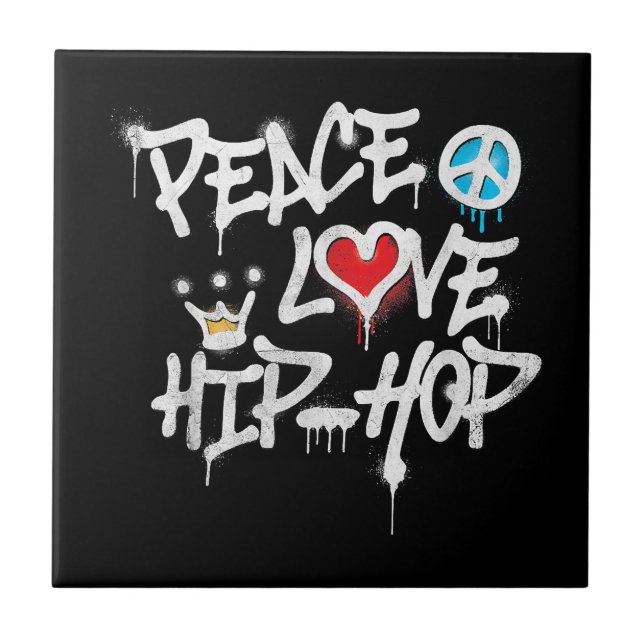 Azulejo Peace Love Hip Hop Dance (Frente)