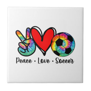 Azulejo Peace Love Soccer Tie Dye Design Mujeres Jóvenes C