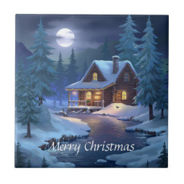 Azulejo Peaceful Cabin in Winter Forest