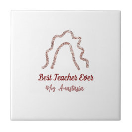 Azulejo Peach marron glitter rainbow teacher appreciation