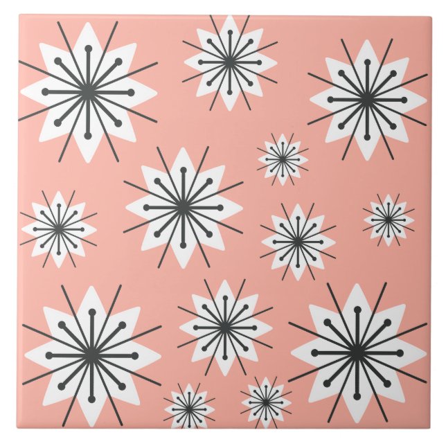 Azulejo Peach Moderna Snowflakes De Medid Century (Frente)