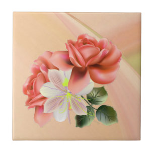 Azulejo Peach Peonies