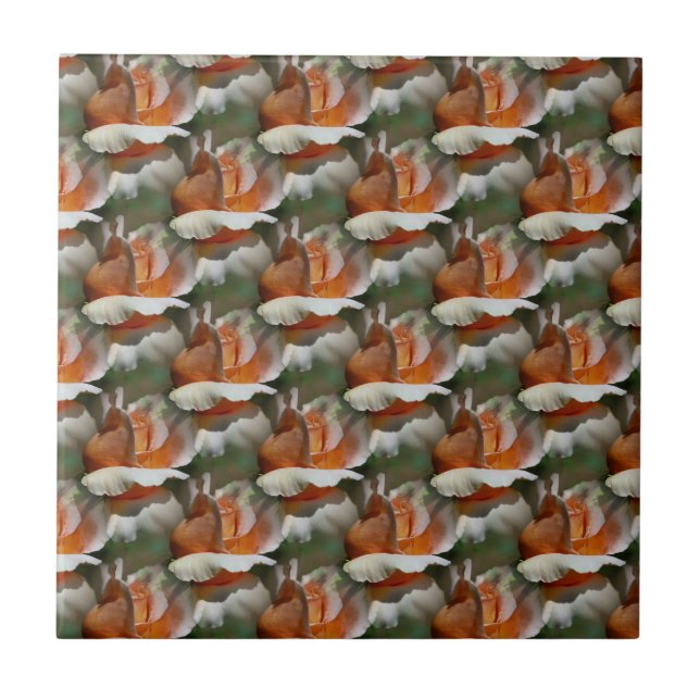 Azulejo Peach Rosebuds Floral Art Tile (Frente)