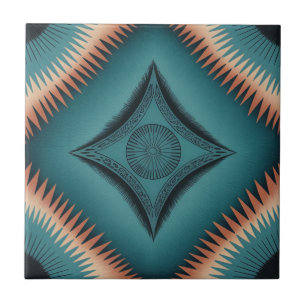 Azulejo Peach Sunburst de Navajo verde azulado