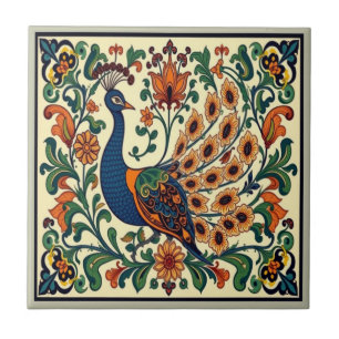 Azulejo Peacock Bird Morris Morgan Boho