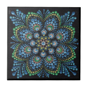 Azulejo Peacock Dot Mandala Tile