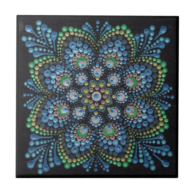 Azulejo Peacock Dot Mandala Tile (Frente)