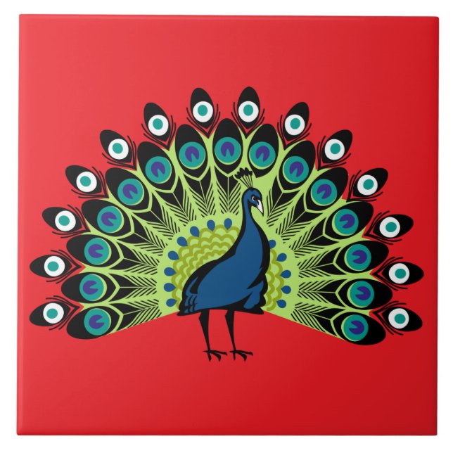 Azulejo Peacock ilustrado (Frente)