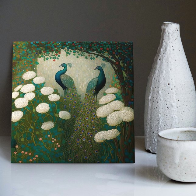 Azulejo Peacock Klimt Wall Decor Repro Art Nouveau (Subido por el creador)