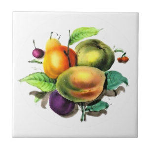 Azulejo Pear de arte de la fruta, manzana verde, chispa de
